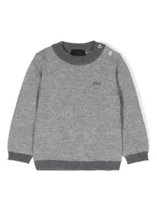 Свитер с вышитым логотипом Fay Kids, серый