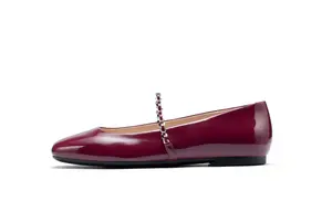 Ecco Туфли Мэри Джейн на плоской подошве из коллекции Dance Joy, женские, темно-красные, с драгоценными камнями, 234333