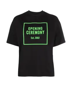 Повседневная черная хлопковая футболка с коротким рукавом Opening Ceremony, черный