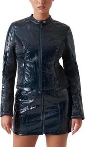 GUESS женская куртка Nico Icy из искусственной кожи с длинными рукавами, Moonlit Night Multi