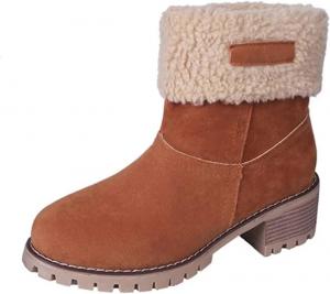 Женские зимние ботинки с мехом, теплые снежные ботинки, женские теплые ботильоны, удобная обувь на каждый день, повседневные женские ботинки Generic, Orange