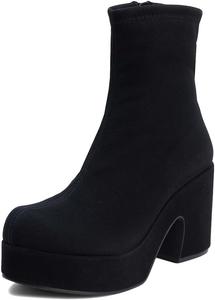 Ботильоны Pazzion для женщин, закрытые, с круглым носком, на платформе, с высокими массивными каблуками-блоками, с боковой молнией, для осени и зимы, короткие ботильоны, стильные для вечеринок, профессиональная обувь, размер 37, Schwarz