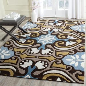 Ковер SAFAVIEH, 214 x 214 см, Wyndham Collection — Blue & Multi, ручной работы, современная шерсть, идеален для помещений с высокой проходимостью в гостиной, спальне (WYD327A)