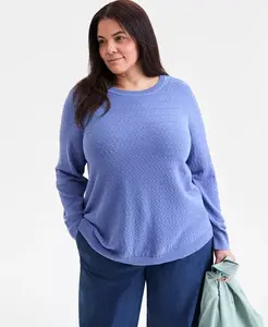 Плюс сайз однотонный свитер с круглым вырезом Style & Co, синий