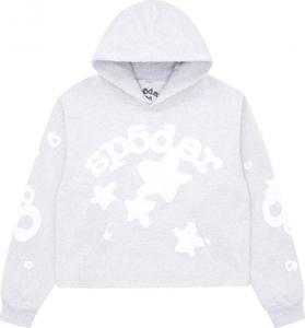 Худи Sp5der Cropped Beluga 'Heather Grey', серый
