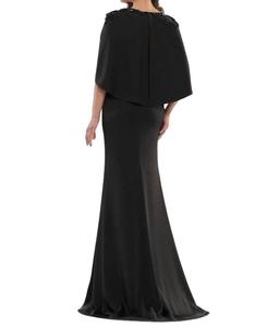 Черное вечернее платье с накидкой на плечах и бисером Marsoni by Colors, черный