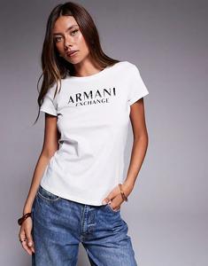 Футболка с центральным логотипом Armani Exchange белого цвета