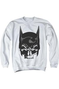 Толстовка с круглым вырезом для взрослых с изображением черепа Бэтмена на белом фоне Gildan