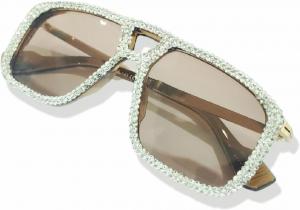 Солнцезащитные очки Melrose в винтажном стиле с бриллиантами, квадратной формы, женские солнцезащитные очки в стиле стритстайл, модные очки с украшениями из страз, модель 6051, Tea