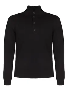Свитер с воротником на пуговицах Alpha Studio, черный