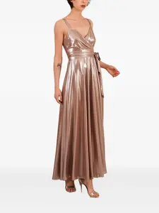 Платье с запахом и эффектом металлик LE RJTANGE, коричневый
