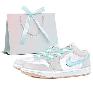 Jordan Баскетбольные кроссовки Air 1 Anti Slip, износостойкие, низкие, винтажные, мужские, сине-белые