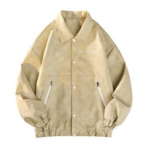 Кожаная куртка Unisex Lapel Moderate LISENPOK, хаки