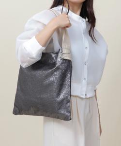 Легкая кожаная сумка-тоут с одной ручкой и блестками United Base, цвет Gray