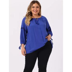 Женская осенняя модная блузка больших размеров с длинными рукавами и завязками на шее Agnes Orinda, зеленый