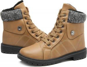 Женские зимние снежные ботинки yageyan с теплой меховой подкладкой, водонепроницаемые зимние ботильоны с молнией, противоскользящие, тактические, Brown