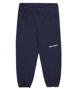 Детские спортивные штаны из хлопкового флиса с логотипом Palm Angels Kids, Navy Blue White