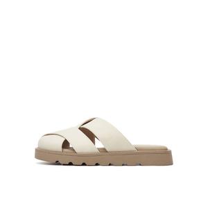 Женские сандалии с закрытым носком, с резиновой подошвой и кожаным лоскутным узором, противоскользящие DAPHNE, Beige