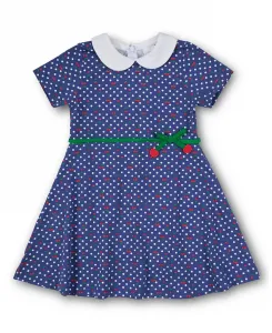 Трикотажное платье с принтом вишни в горошек для больших девочек Florence Eiseman, синий