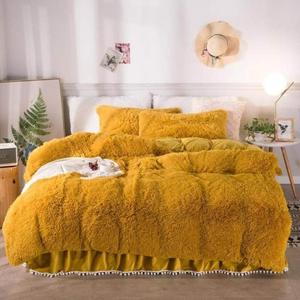 EAGLCQA Комплект постельного белья плюшевый мохнатый серый белый розовый Color 7