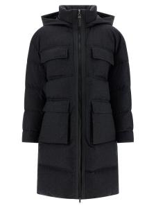 Длинная пуховая куртка с блестящей застежкой-молнией Brunello Cucinelli, серый