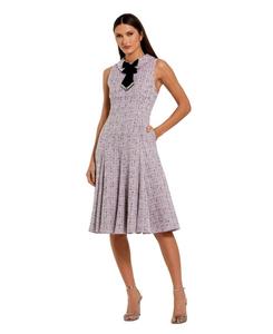 Женское миди-платье без рукавов из букле А-силуэта с бантом Mac Duggal, Lilac multi