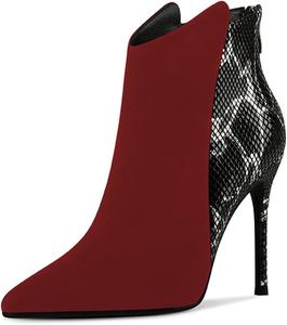 Женские классические ботильоны FSJ с заостренным носком и высокими каблуками-стилетто, из кожи с принтом под змею, удобные короткие ботинки с задней молнией, модная обувь для вечеринок и торжеств, размеры 4-15 US, Red