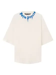 Хлопковая футболка с изогнутым логотипом Palm Angels, нейтральный