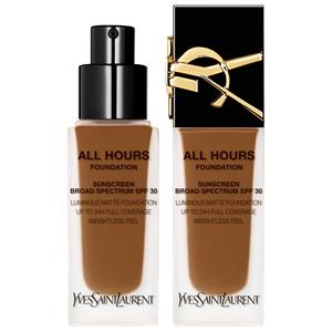 Тональная основа All Hours Luminous Natural Matte Foundation с 24-часовой стойкостью, SPF 30 и гиалуроновой кислотой. Yves Saint Laurent, .85 oz. /25 mL, DW6