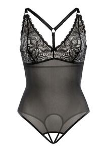 Боди Teyli Damen suit aus transparentem Netz und Spitze Vanessa, черный