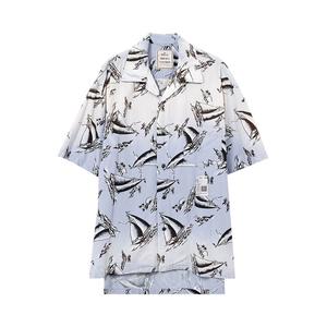 Рубашка Maison Mihara Yasuhiro Vintage Like Aloha Short-Sleeve Shirt 'Light Blue', синий