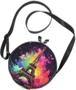 ALAZA Ретро Эйфелева башня Винтажная красочная круглая сумка через плечо Сумка-кошелек