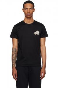 Футболка из хлопка с двойным логотипом Moncler, черный