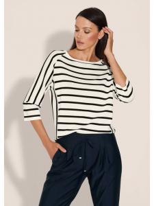 MADELEINE Вязаный свитер в полоску бело-синей расцветки