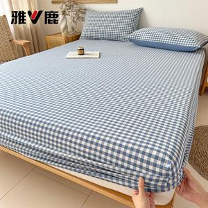 Yalu Простыня на резинке 120х200 см, хлопок, синий клетчатый рисунок