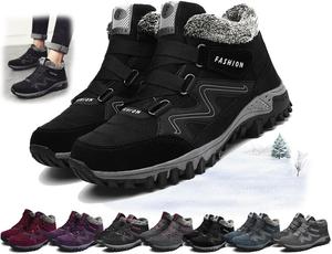 Женские зимние ботинки на снег Уютные и теплые для улицы Ботинки до щиколотки с плюшевой теплой подкладкой Нескользящие Водонепроницаемые Зимние лыжные утепленные высокие походные ботинки Generic, Black-A Women'S10.5-11/Men'S9.5-10