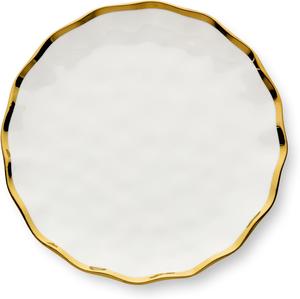 Regency Gold 9-Inch Porcelain Salad Plates - набор из 4 роскошных тарелок с золотой окантовкой - стильная и прочная посуда для подачи свежих салатов, закусок и десертов Certified International