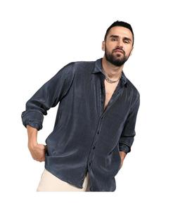 Мужская темно-синяя рубашка со складками Campus Sutra, Blue