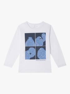 Детская хлопковая футболка с длинным рукавом и круглым вырезом Yeti Stella McCartney Kids