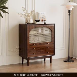 Mikemijia Комод 80 см для гостиной и спальни настенный из ротанга, модель b-243, 1 дверца, 2 ящика, сборка