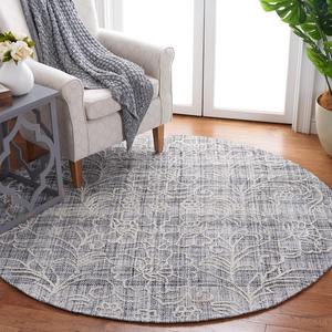 Ковер SAFAVIEH, 183 x 183 см, Marbella Collection, Dark Grey & Ivory, Handmade Floral, идеален для помещений с высокой проходимостью в гостиной, спальне (MRB323H)