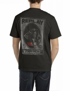 Футболка свободного кроя из плотного хлопкового трикотажа с винтажным принтом.