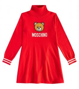 Платье из хлопка и шерсти Moschino Kids, Poppy Red