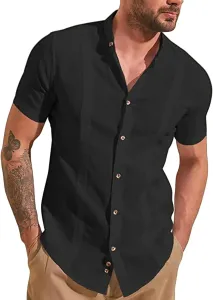 Мужская футболка с коротким рукавом и V-образным вырезом, Casual, Plain, Breathable Fit