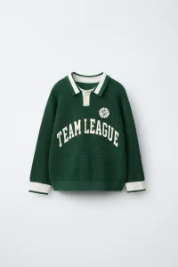 Zara Поло из вафельной вязки с надписью