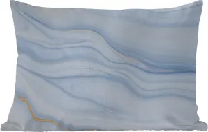 Подушка для улицы - Мрамор - Волна - Синий - Узор - Мраморный вид - Пастель - 60 x 40 см - Устойчива к атмосферным воздействиям - Подушка для отдыха - Декоративная подушка - Подушка для дома MuchoWow