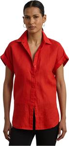 Рубашка Lauren Ralph Lauren Relaxed Fit Linen Short-Sleeve Shirt, цвет Bright Vermilion