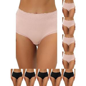 10 упаковок женских трусиков с высокой талией, утягивающие, комфортные, с кружевной отделкой и резинкой Inspire Chic, Beige Pink Black
