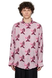 Печатная рубашка на пуговицах Acne Studios, розовый