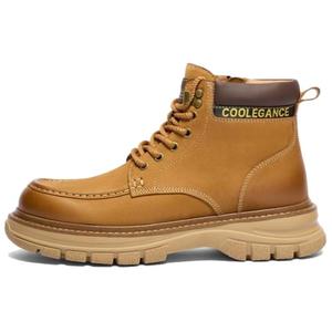 BELLE Мужские желтые замшевые ботинки на 4 см с подкладкой из флиса, цвет Yellow Fleece-Lined